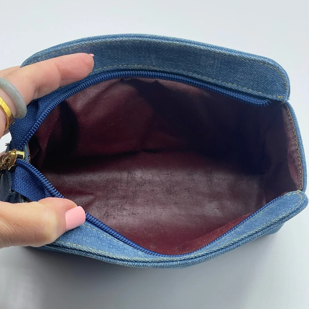 Chanel Denim Jean CC Logo Coco Vanity Makeup Cosmetic Case Pouch Vintage Bag - Picture 10 of 16
